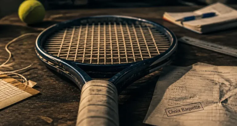 Raquetas de tenis : gros plan cordage 16x19 et tête de raquette selon ton jeu